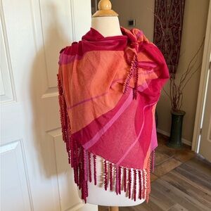 Sacai Red/Pink/Orange fringe wrap